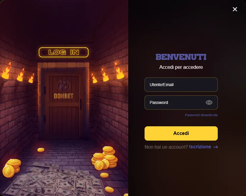 Donbet login window screenshot