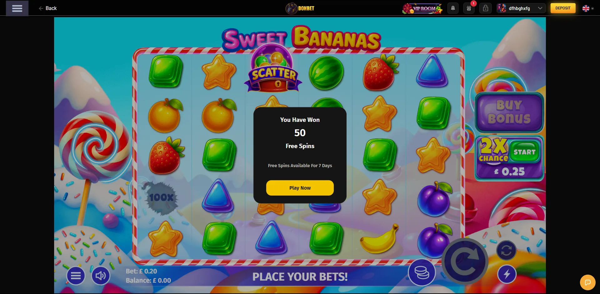 Slot Sweet Bananas con 50 free spin